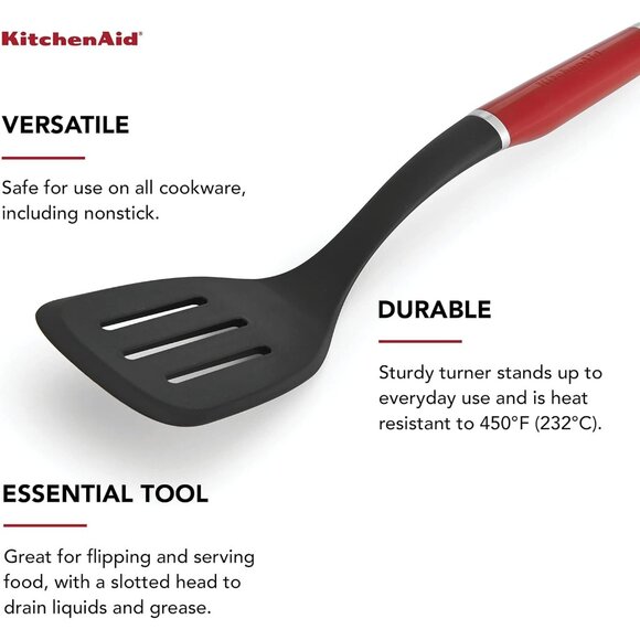 KitchenAid Red Classic Nylon Slotted Turner 13.66-Inch Aqua Sky - Picture 7 of 11